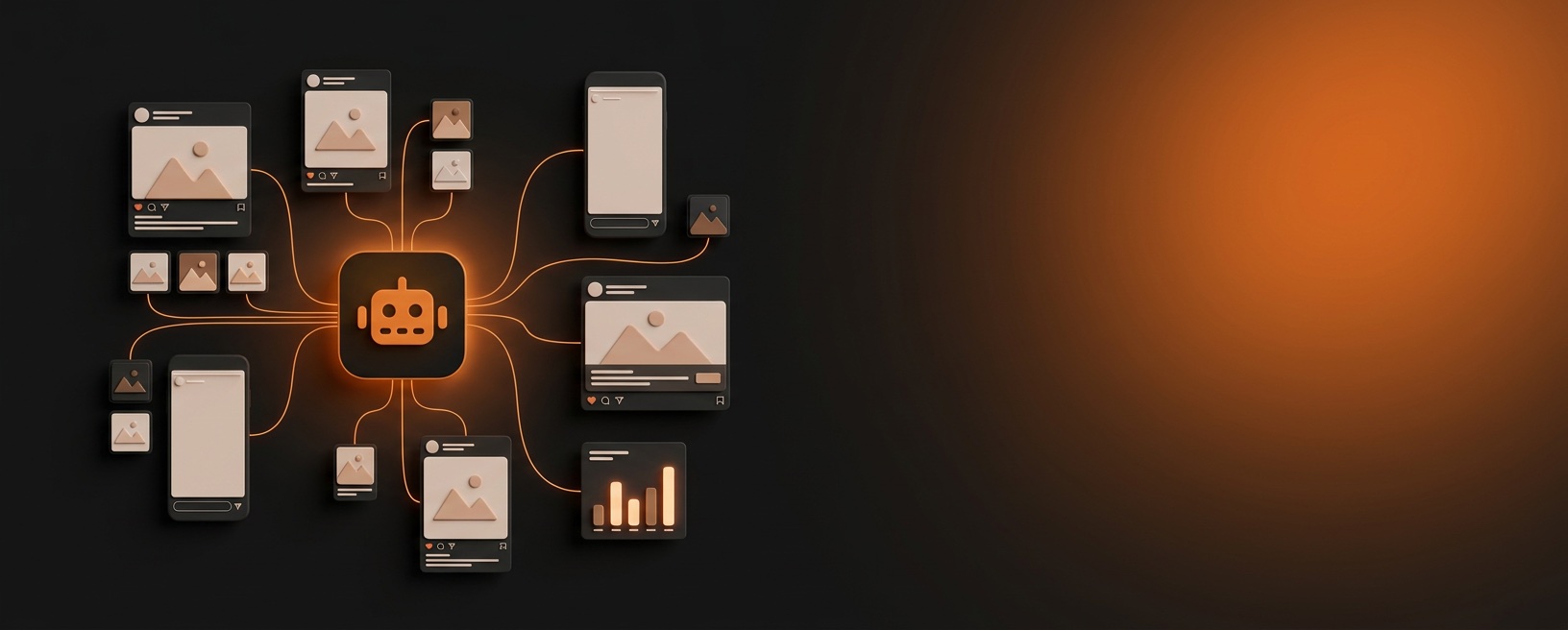KI-Agent-System für Social Media der Marketingagentur XC Consultants: ein einzelner Automatisierungs-Workflow wächst zu einer vollständigen Plattform aus Beiträgen, Bildern und Auswertungen zusammen.